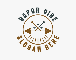 Hipster Workout Barbell logo design