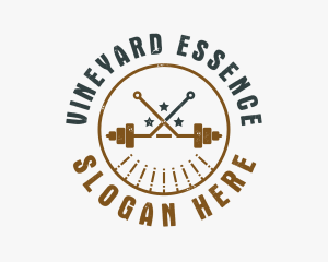 Hipster Workout Barbell logo design