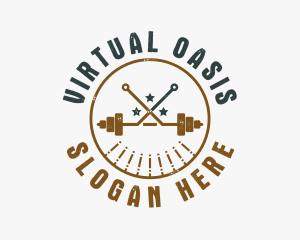 Hipster Workout Barbell logo design