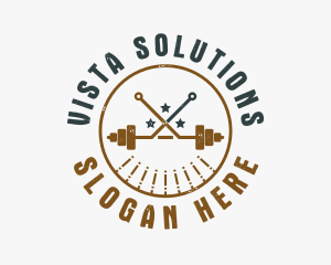 Hipster Workout Barbell logo design