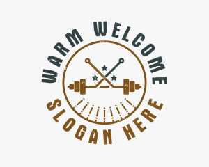 Hipster Workout Barbell logo design