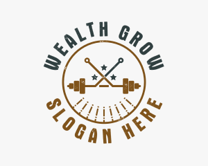 Hipster Workout Barbell logo design