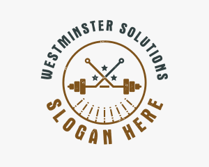 Hipster Workout Barbell logo design