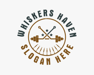 Hipster Workout Barbell logo design