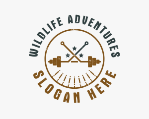 Hipster Workout Barbell logo design