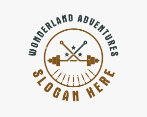 Hipster Workout Barbell logo design