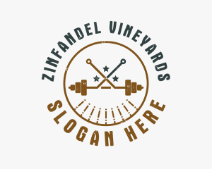 Hipster Workout Barbell logo design