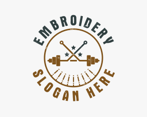 Hipster Workout Barbell logo design