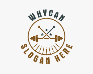 Weightlifting - Hipster Workout Barbell logo design