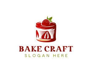 Strawberry Shortcake Cake Dessert logo design