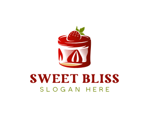 Strawberry Shortcake Cake Dessert logo design