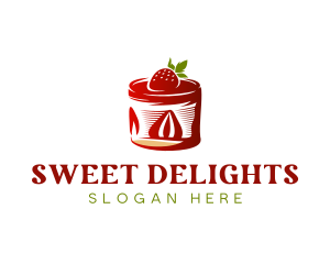 Strawberry Shortcake Cake Dessert logo design