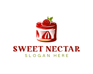 Strawberry Shortcake Cake Dessert logo design