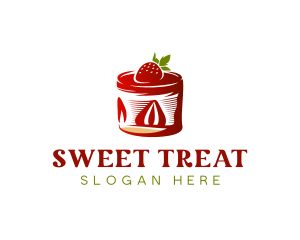 Strawberry Shortcake Cake Dessert logo design