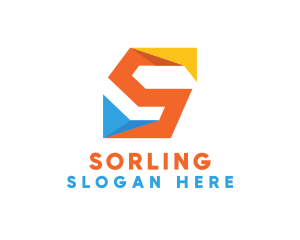 Colorful Origami Letter S  logo design