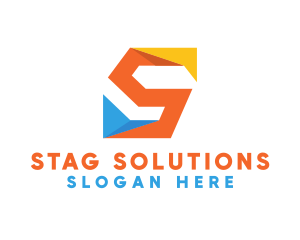 Colorful Origami Letter S  logo design