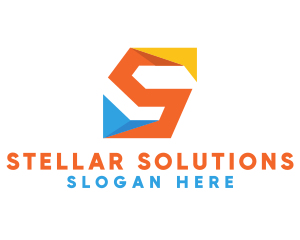 Colorful Origami Letter S  logo design