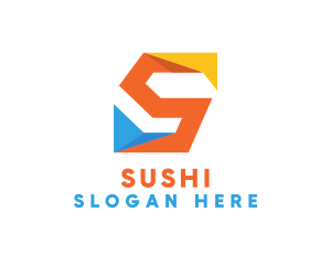 Colorful Origami Letter S  logo design