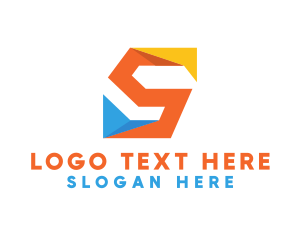 Geometric - Colorful Origami Letter S logo design