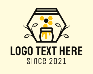 Jar - Hexagon Leaf Honey Jar logo design