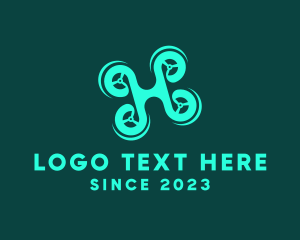 High Tech - Blue Drone Letter H logo design