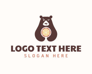Cute - Pizza Bear Wink logo design