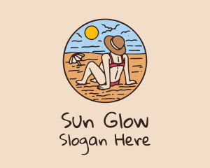Beach Sun Tanning Lady  logo design