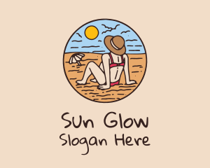 Tanning - Beach Sun Tanning Lady logo design