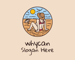 Woman - Beach Sun Tanning Lady logo design