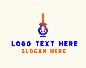 Singer - Microphone Guitar Music logo design