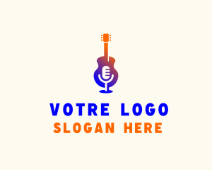 Vlogger - Microphone Guitar Music logo design