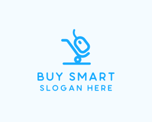 Blue Computer Mouse Cart logo design