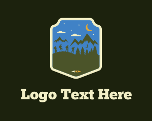 Pine Tree - Night Mountaineering Travel logo design