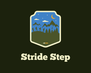 Walking - Night Mountaineering Travel logo design