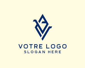 Blue Diamond Letter V Logo