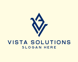 Blue Diamond Letter V logo design