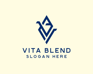 Blue Diamond Letter V logo design