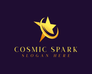 Meteor - Cosmic Swoosh Star logo design