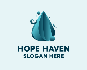 H2o - 3D Water Droplet logo design