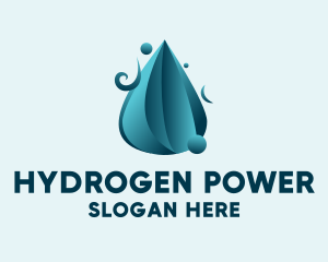 Hydrogen - 3D Water Droplet logo design