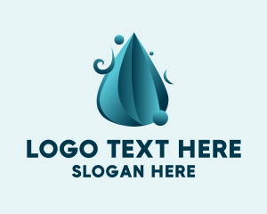 Hydrogen - 3D Water Droplet logo design