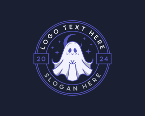 Haunted - Cartoon Spirit Ghost logo design