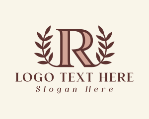 Blogger - Laurel Leaf Letter R logo design