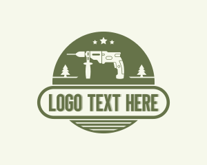Woodworking - Carpentry Drill Tool logo design