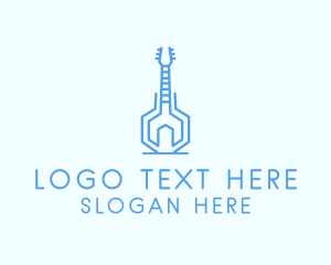 Electric Guitar - Wrench Musical Guitar logo design