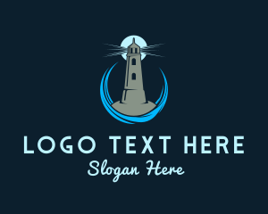 Landmark - Aqua Wave Lighthouse logo design