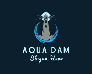 Aqua Wave Lighthouse logo design