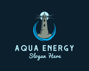 Aqua Wave Lighthouse logo design