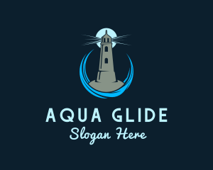 Aqua Wave Lighthouse logo design