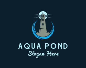 Aqua Wave Lighthouse logo design